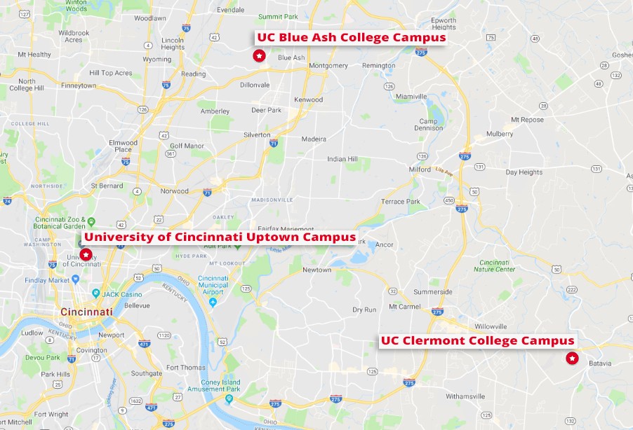 University Cincinnati Campus Map