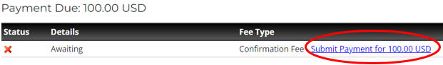 Screenshot with arrow pointing to awaiting payment section